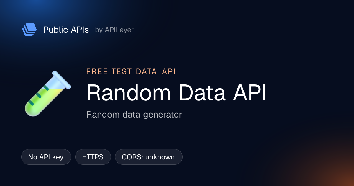 Random Data API — free Test Data API · Public APIs