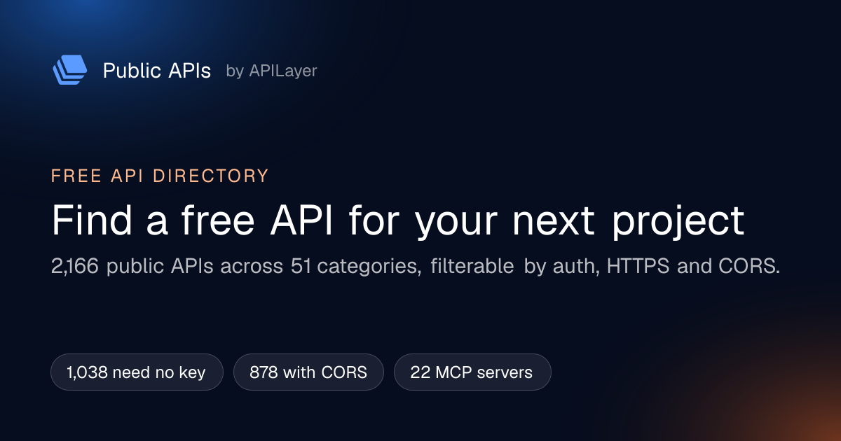 3 Free Tracking APIs With No API Key (2026) · Public APIs